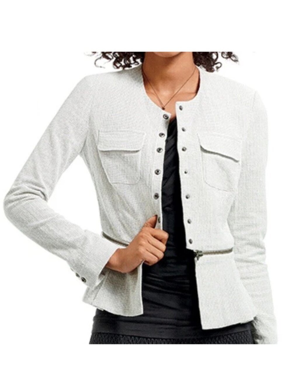 Carol Anderson by Invitation CABi White Cotton Removable Peplum Jacket Size 6